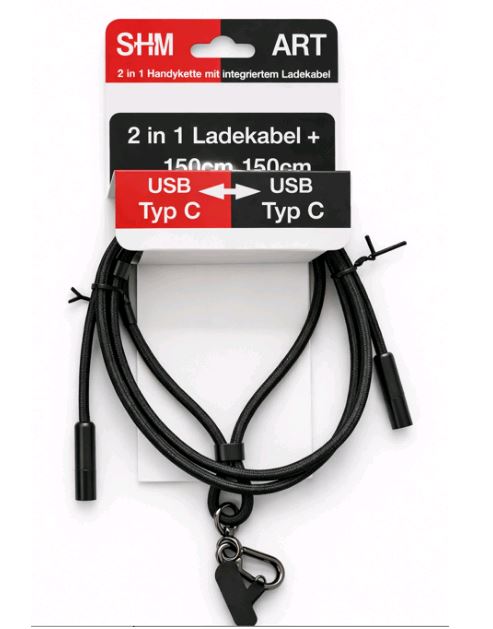 Handy Lanyard Ladekabel Typ-C 120cm schwarz