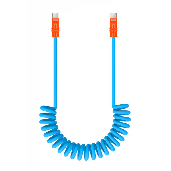 Newell USB-C / USB-C 100W Kabel 1,5m Silikon Spiral blau