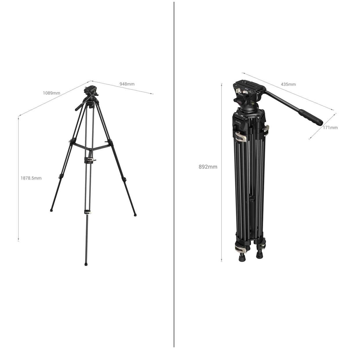 SmallRig 3751B Heavy-Duty Fluidkopf Stativ AD-01